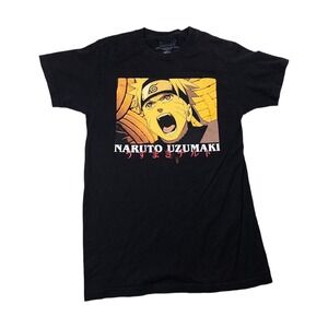 Naruto Uzumaki Graphic T-Shirt Mens S Black Good Pinhole Stain Anime Streetwear